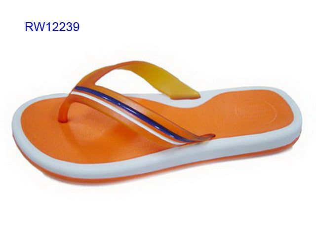 Orange & White Stripe Women's Flip Flops