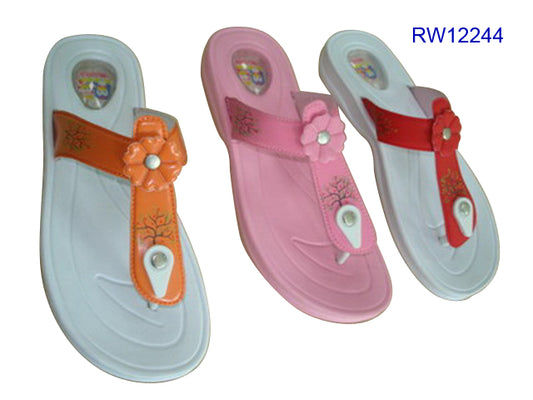Multi-Color Flower Decor Women's Flip Flops