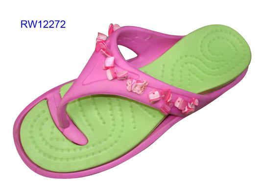 Women's Two-Tone Bow Decor Flip Flops