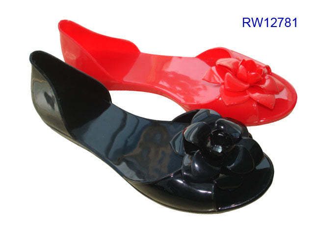 Lightweight Black & Red Women's Jelly Shoes Bulk
