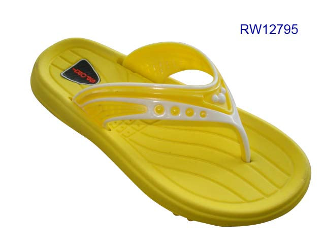Yellow White Soft Sole Children's Flip Flops