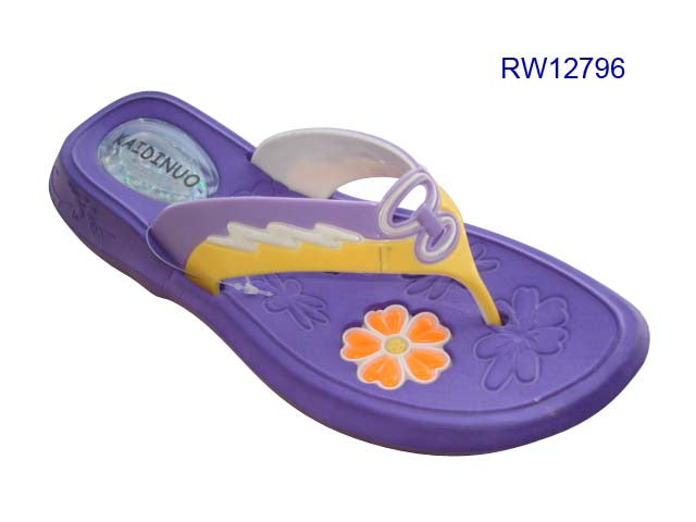 Purple-Yellow Color Block Soft Sole Women's Flip Flops