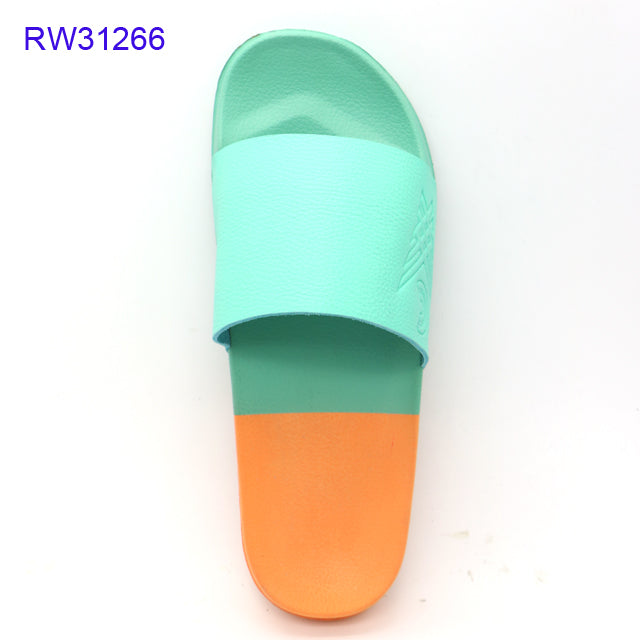 Wholesale Custom Two Tone Embossed Logo EVA Slide Slippers