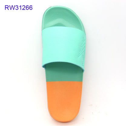 Wholesale Custom Two Tone Embossed Logo EVA Slide Slippers
