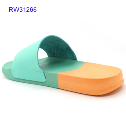 Wholesale Custom Two Tone Embossed Logo EVA Slide Slippers