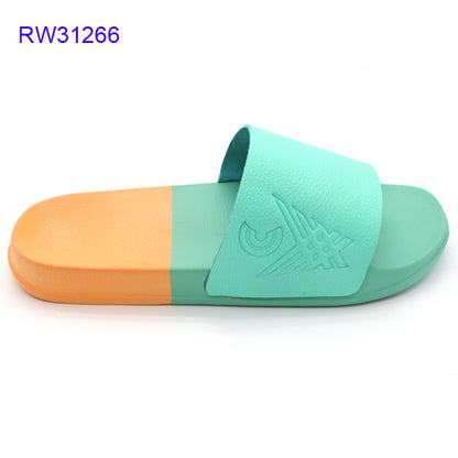 Wholesale Custom Two Tone Embossed Logo EVA Slide Slippers