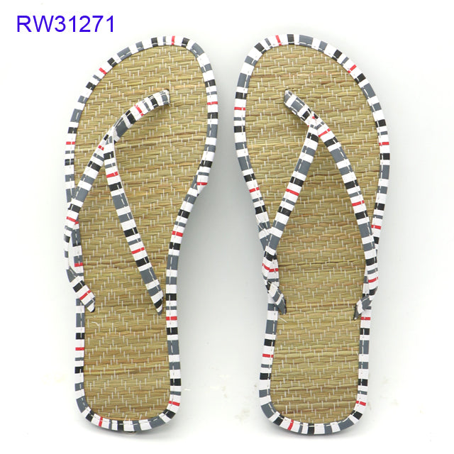 Striped Strap Straw Flip Flops OEM & Custom Available