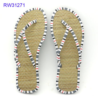 Striped Strap Straw Flip Flops OEM & Custom Available