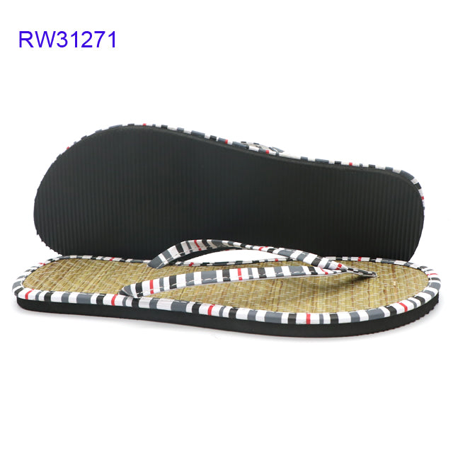 Striped Strap Straw Flip Flops OEM & Custom Available