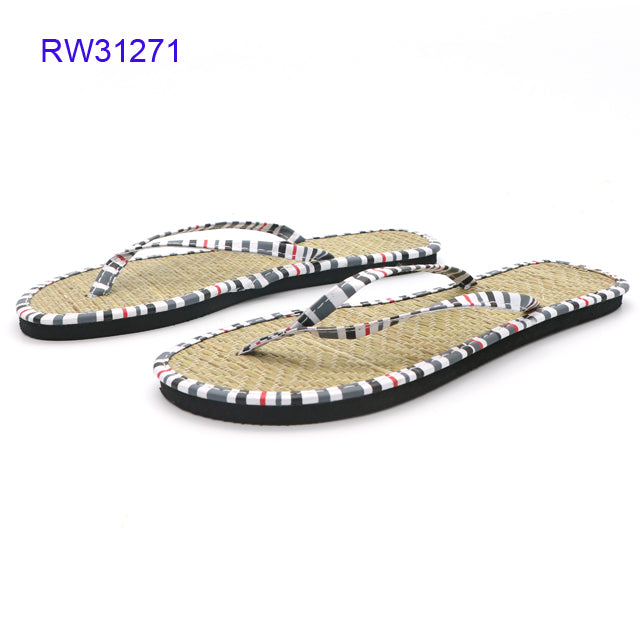Striped Strap Straw Flip Flops OEM & Custom Available
