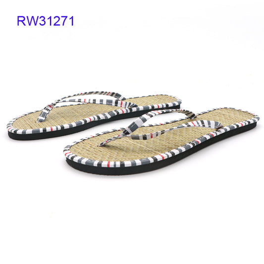Striped Strap Straw Flip Flops OEM & Custom Available