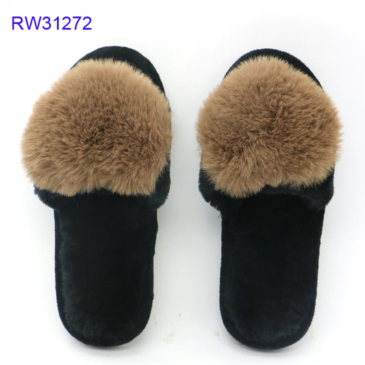 Wholesale Custom Pom Pom Fluffy Indoor Furry Slippers
