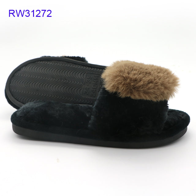 Wholesale Custom Pom Pom Fluffy Indoor Furry Slippers