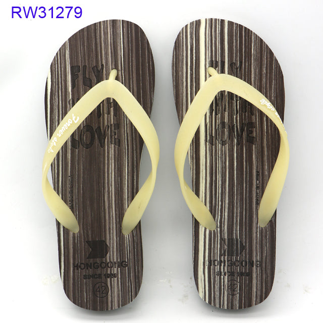 Wood Grain Printed EVA Flip Flops Custom OEM Available