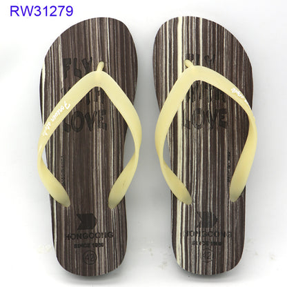 Wood Grain Printed EVA Flip Flops Custom OEM Available