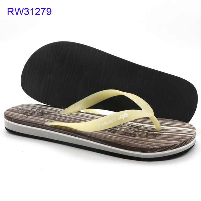 Wood Grain Printed EVA Flip Flops Custom OEM Available
