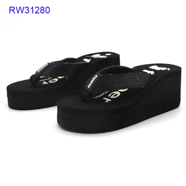 Letter Printed Wedge Slippers Factory Supply