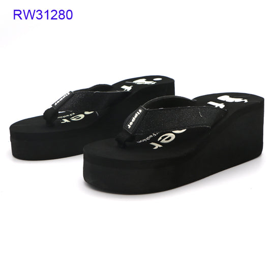 Letter Printed Wedge Slippers Factory Supply