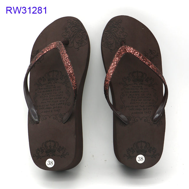 Wholesale Custom Glitter Strap Wedge Flip Flops