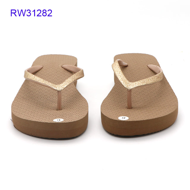 Wholesale Gold Glitter Strap Wedge Flip Flops From Factory