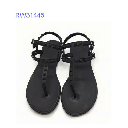 Wholesale Custom Studded PVC T-Strap Thong Sandals